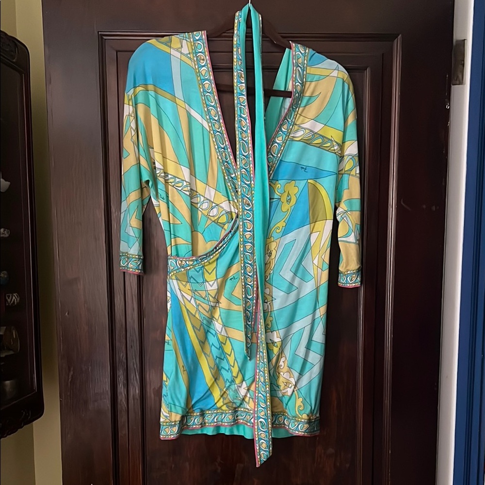 Emilio Pucci Turquoise and Yellow Dress